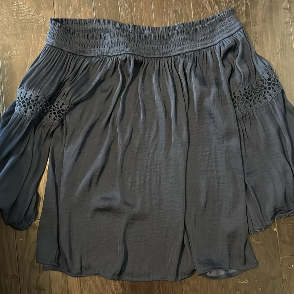 Jennifer Lopez Off Shoulder Navy Blue Medium Blouse